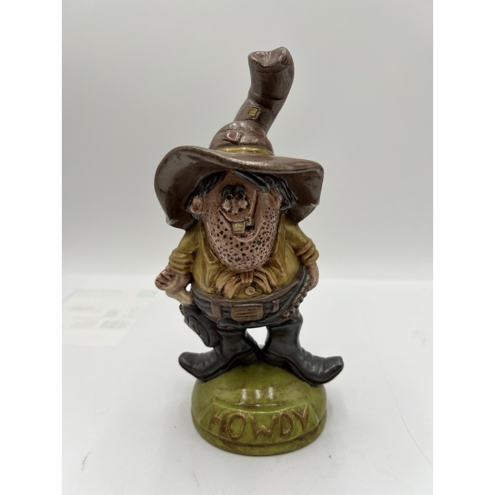 Vintage 1981 HOWDY Cowboy Ceramic Figurine Shop Class Folk Art Signed 8"
